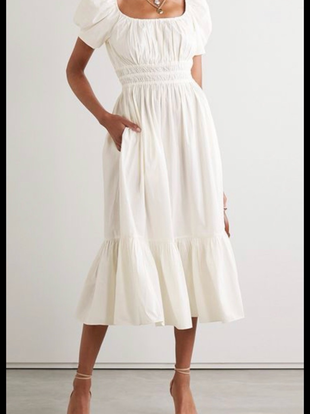 Ulla Johnson White Puff Sleeve Midi Dress